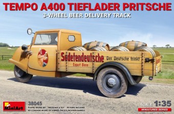 MiniArt 38045 Tempo A400 Tieflader Pritsche 3-Wheel Beer Delivery Truck 1:35