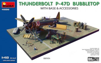 MiniArt 48018 Thunderbolt P-47D Bubbletop w/Base & Accessories. Big Set 1:48