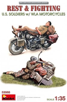 MiniArt 53068 Rest & Fighting. U.S. Soldiers w/ WLA Motorcycles 1:35