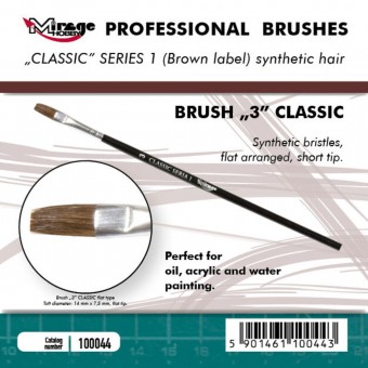Mirage Hobby 100044 MIRAGE BRUSH FLAT HIGH QUALITY CLASSIC SERIES 1 size 3 