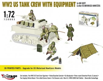 Mirage Hobby 720003 WW2 US TANK CREW WITH EQUIPMENT for M8 SCOTT & other US MOTORISED HOWITZERS 1:72
