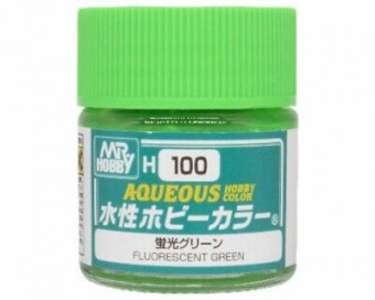 Mr. Hobby H-100 Aqueous Hobby Colors (10 ml) Fluorescent - Green