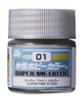 Mr. Hobby HSM-01 Mr. Aqueous Hobby Super Metallic Colors (10 ml) Superfine Silver