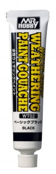 Mr. Hobby WT-02 Water-based Weathering Paint Gouache (20 ml) - Basic Black