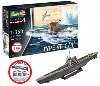 Revell 75154 Starter Kit German Submarine Type VII C/41 1:350