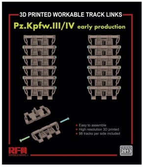 Rye Field Model 2013 Workable track links for Pz. Kpfw. III /IV early production (3D printed ) 1:35