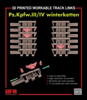 Rye Field Model 2018 Workable track links for Pz.III/IV winterketten (3D printed ) 1:35