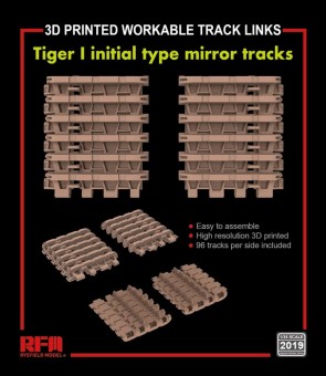 Rye Field Model 2019 Workable track links for Tiger I initial type mirror tracks (3D printed ) 1:35