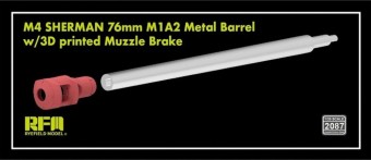 Rye Field Model RFM2087 M4 Sherman 76 mm M1A2 Metal Barrel w/3D Printed Muzzle Brake 1:35