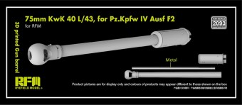 Rye Field Model RFM2093 75 mm KwK 40 L/43 for Pz.Kpfw IV Ausf F2 3D Printed Gun Barrel 1:35