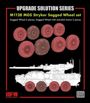 Rye Field Model RFM2111 M1128 MGS Stryker Sagged Wheel Set (6 pcs) + with Anti-Skid Chains (2 pcs) 1:35