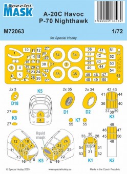 Special Hobby 100-M72063 A-20C Havoc / P-70 Nighthawk MASK 1:72