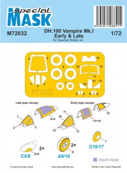 Special Hobby M72032 DH.100 Vampire Mk.I Early & Late MASK 1:72