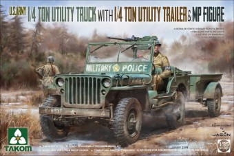 Takom TAK2126 U.S. Army 1/4 ton utility truck w.1/4 t utility trailer&MP figure 1:35
