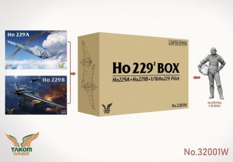 Takom TAK32001W Ho 2292 BOX Ho229A+Ho229B+1/16Ho229 Pilot (Limited edition) 1:32