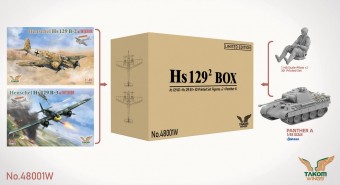 Takom TAK48001W Hs 129 BOX Hs 129 B2+Hs 129 B3+3D Printed Set Figures x2+Panther A (Limited edition) 1:48