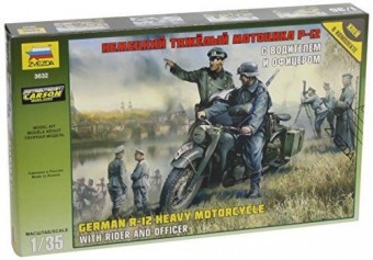 ZVEZDA 3632 1:35 German R-12 Heavy Motorcycle with rider and officer