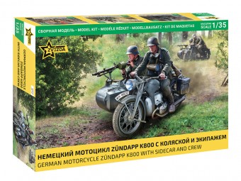 Zvezda 3717 1:35 German Motocycle Zundapp K800 with sidecar and crew - 2 figures