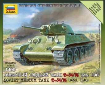 ZVEZDA 6101 1:100 Soviet Medium Tank T-34 Model 76