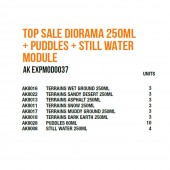 AK Interactive AK EXPMOD0037 Top Dioramas 250ml + Puddles + Still Water Module