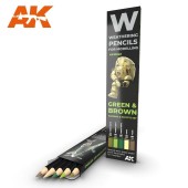 AK Interactive AK10040  WATERCOLOR PENCIL SET GREEN AND BROWN -  5 pencils