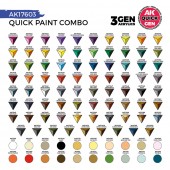 AK Interactive AK17603 QUICK PAINT COMBO - 100 COLORS (80 QUICK GEN + 20 3GEN + 3 FREE BRUSHES + 1 MEDIUM 18ML)