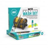AK Interactive AK19300 MASTER ACRYLIC WASH SET FULL RANGE 18 COLORS