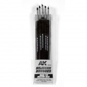 AK Interactive AK9088 SET 5 PINCELES DE SILICONA DUREZA DURA. TAMANO MEDIO / SET OF 5 SILICONE BRUSHES HARD TIP MEDIUM