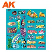 AK Interactive AK9091 SURTIDO DE CALCAS DE GRAFFITIS