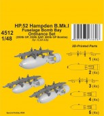 CMK 129-4512 HP.52 Hampden B.Mk.I - Fuselage Bomb Bay Ordnance Set for ICM 1:48