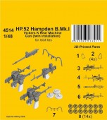 CMK 129-4514 HP.52 Hampden B.Mk.I - Vickers K Rear Machine Gun (twin installation) for ICM 1:48