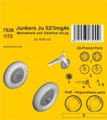 CMK 129-7539 Junkers Ju 52/3mg4e Mainwheels and Tailwheel w/Leg for Airfix 1:72