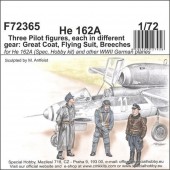 CMK 129-F72365 He 162-Three Pilot figures each i.different gear:Great Coat Flying Suit Breeches 1:72