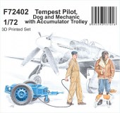 CMK 129-F72402 Tempest Pilot, Dog and Mechanic with Accumulator Trolley 1/72 