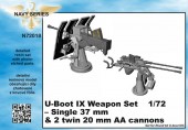 CMK 129-N72018 U-Boot IX Weapon Set-Single37mm&2twin20m AA cannons for Revell 1:72