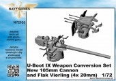 CMK 129-N72020 U-Boot IX Weapon Conversion set-new105mm cannon a.Flak Vierling for Revell 1:72