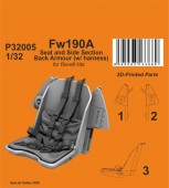 CMK 129-P32005 Fw190A Seat and Side Section Back Armour (w/ harness) for Revell 1:32