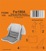 CMK 129-P32006 Fw190A Seat and Side Section Back Armour (w/o harness) for Revell 1:32