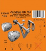 CMK 129-P35037 Zundapp KS 750 Headlights, drawbar and other improvements for Academy kit 1:35