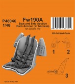 CMK 129-P48046 Fw190A Seat and Side Section Back Armour (w/ harness) for Eduard 1:48