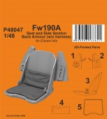 CMK 129-P48047 Fw190A Seat and Side Section Back Armour (w/o harness) for Eduard 1:48