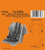 CMK 129-P48049 Fw190A Seat and Side Section Back Armour (w/ harness) for Tamiya 1:48