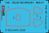 Eduard Accessories 3DL48302 MiG-21 PFM / MF/ R canopy seal SPACE for Eduard 1:48