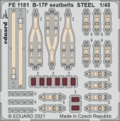 Eduard FE1181 B-17F seatbelts STEEL 1/48 for HKM 1:48