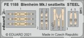 Eduard FE1188 Blenheim Mk.I seatbelts STEEL 1/48 for AIRFIX 1:48