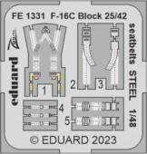 Eduard FE1331 F-16C Block 25/42 seatbelts STEEL for KINETIC 1:48