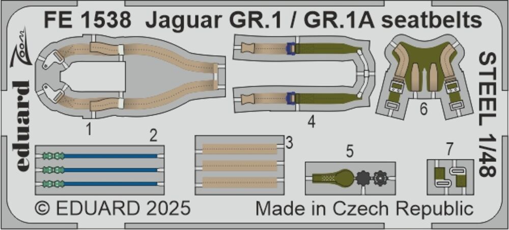 Eduard FE1538 Jaguar GR.1 / GR.1A seatbelts STEEL AIRFIX 1:48