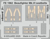 Eduard FE1562 Beaufighter Mk.VI seatbelts STEEL for Revell 1:48