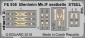 Eduard FE936 Blenheim Mk.IF seatbelts STEEL for Airfi 1:48