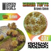 Green Stuff World 8435646502465ES Shrubs TUFTS - 6mm self-adhesive - BROWN (40 pcs.)